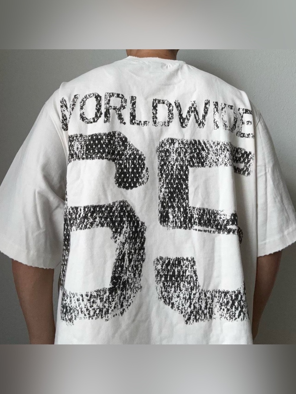 H&M Worldwide 65 Graphics White Heavyweight Boxy Tee Shirt